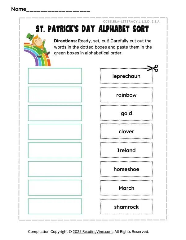 St. Patrick's Day Alphabet Sort