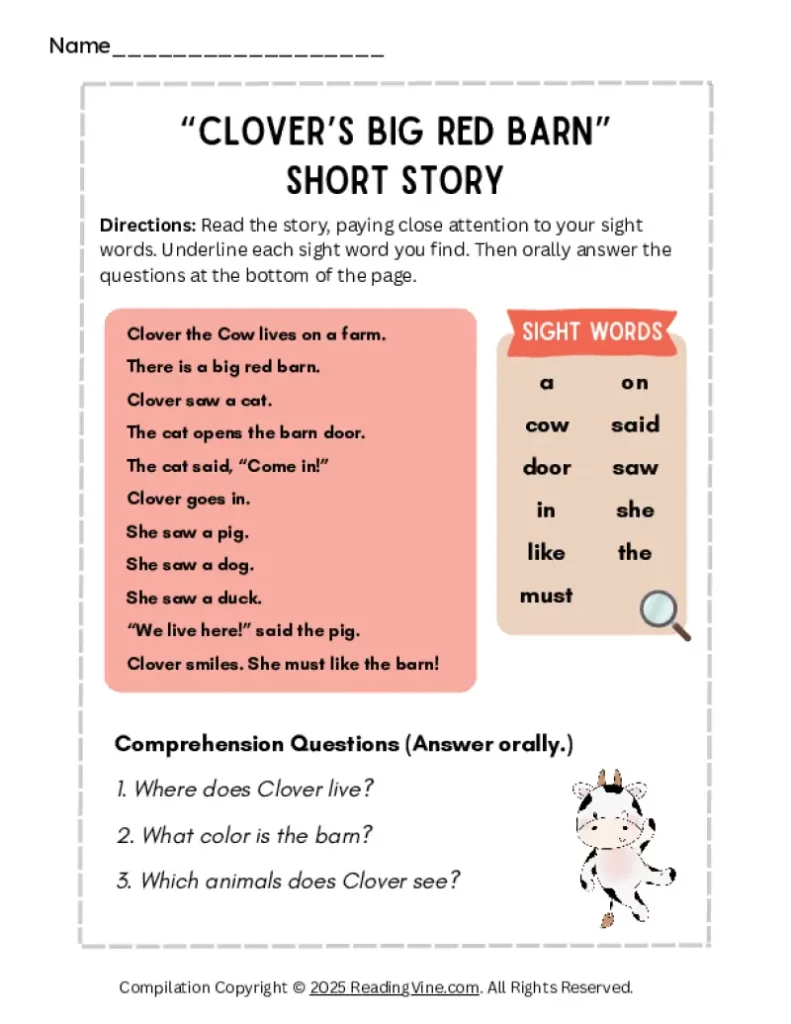 Clover Big Red Barn Short Story