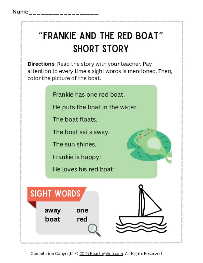 Frankie and the Red Boat Short Story