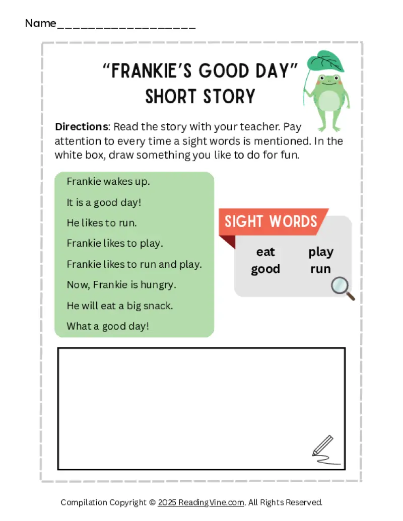 Frankie's Good Day Short Story Activity