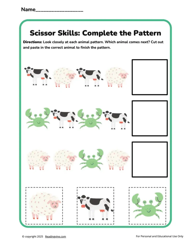 Complete the Pattern 2 Scissor Skills