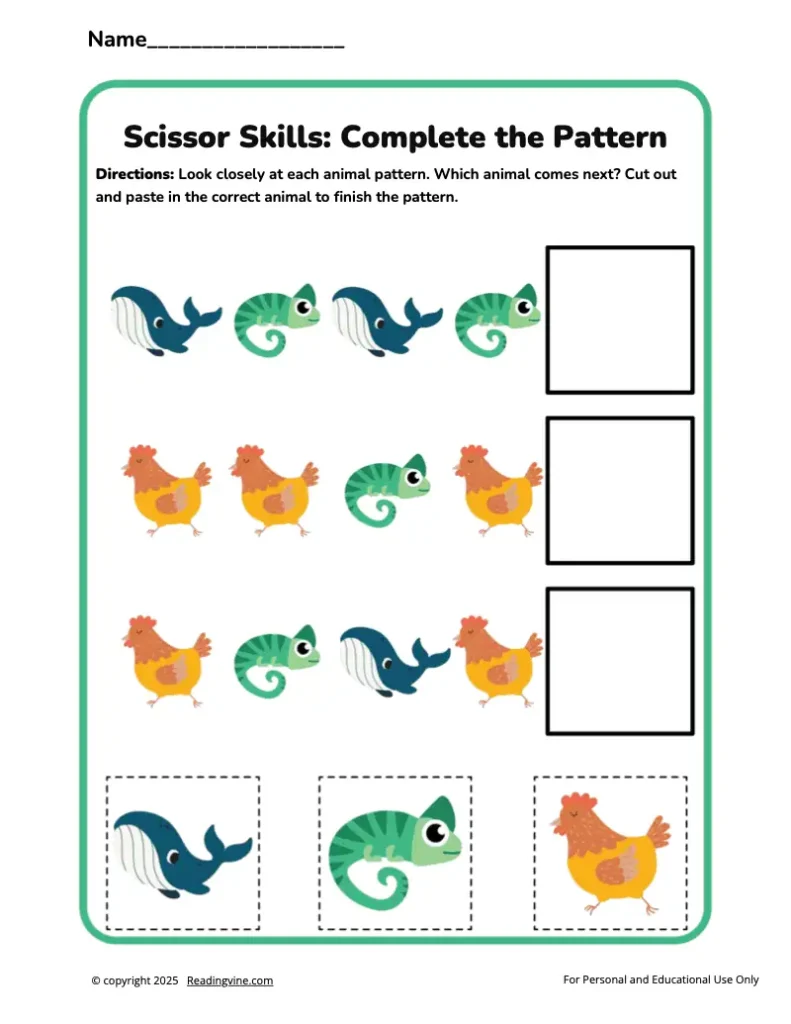 Complete the Pattern Scissor Skills