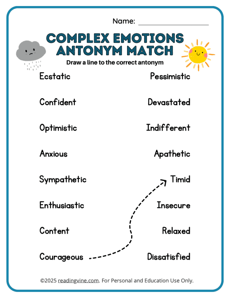 Complex Emotions Antonym Match