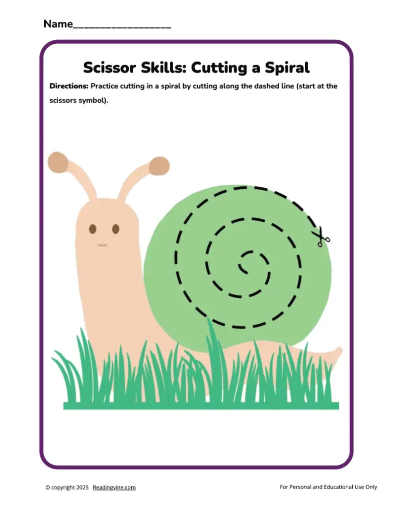 Cutting a Spiral Scissor Skills
