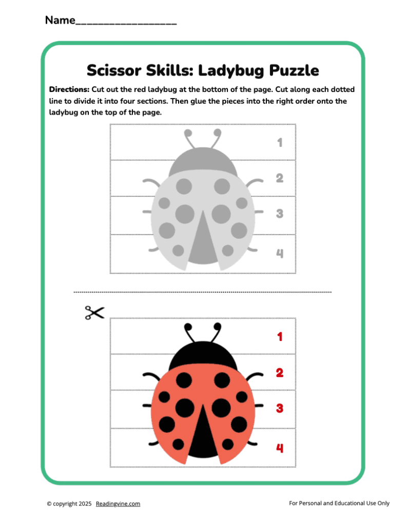 Ladybug Puzzle Scissor Skill