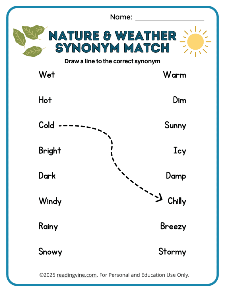 Nature and Weather Synonym Match