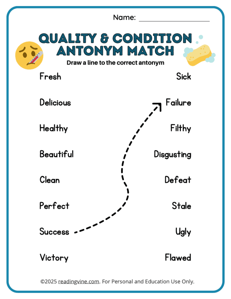 Quality and Condition Antonym Match