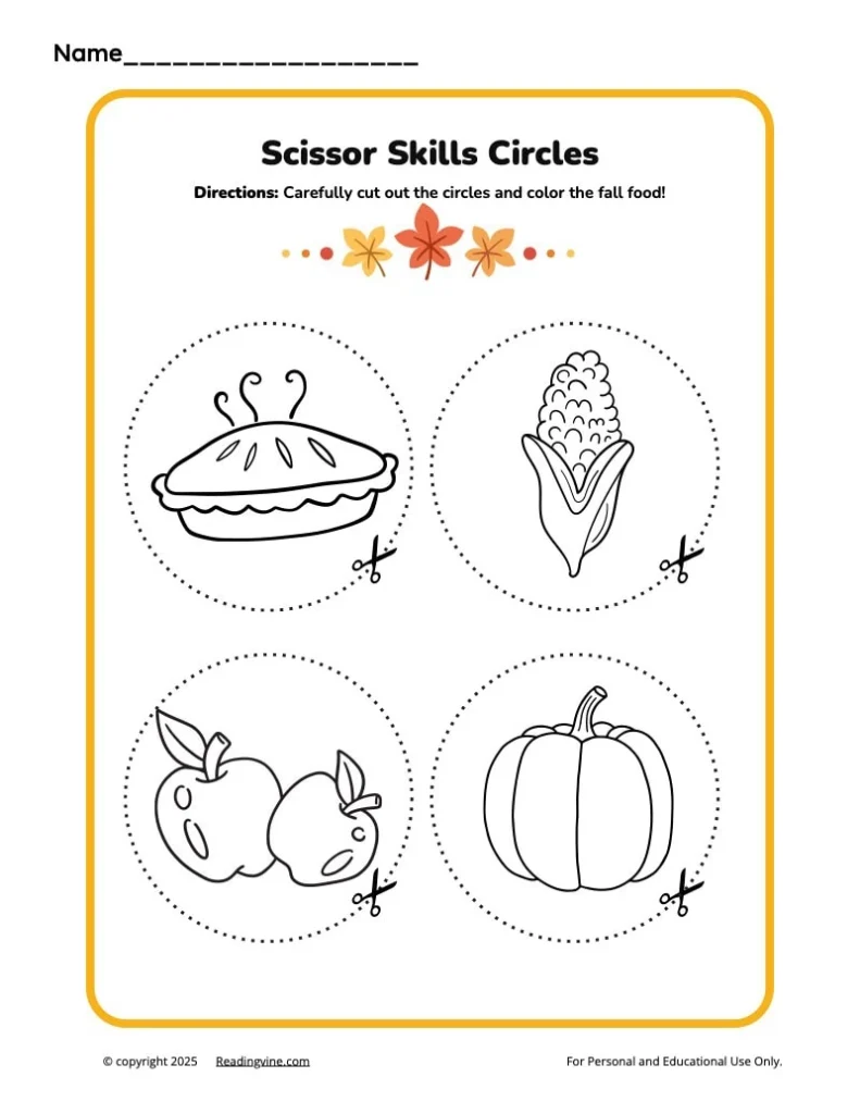Thanksgiving Circles 2 Scissor Skills