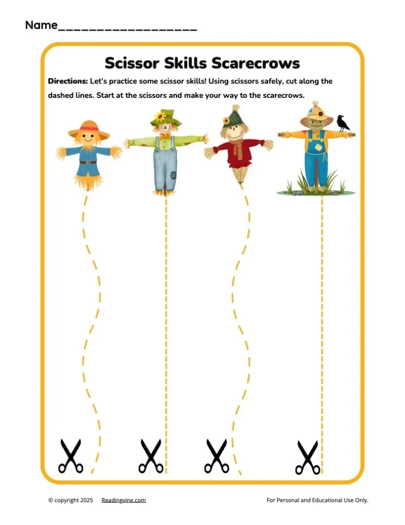 Thanksgiving Scarecrow Scissor Skills