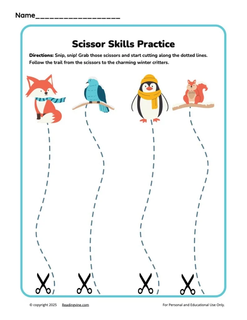 Winter Scissor Skills Practice