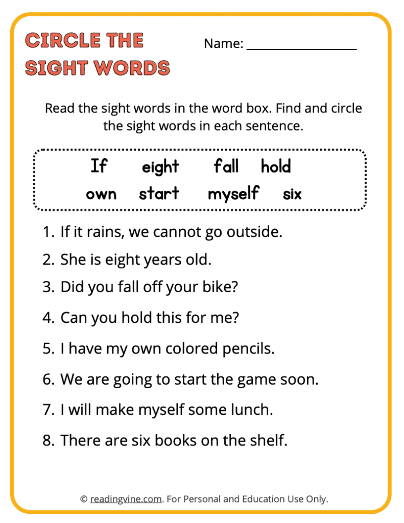 3rd Grade Circle the Sight Words 4