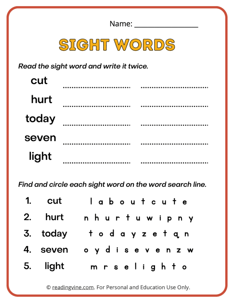 3rd Grade Write and Find Sight Words 3