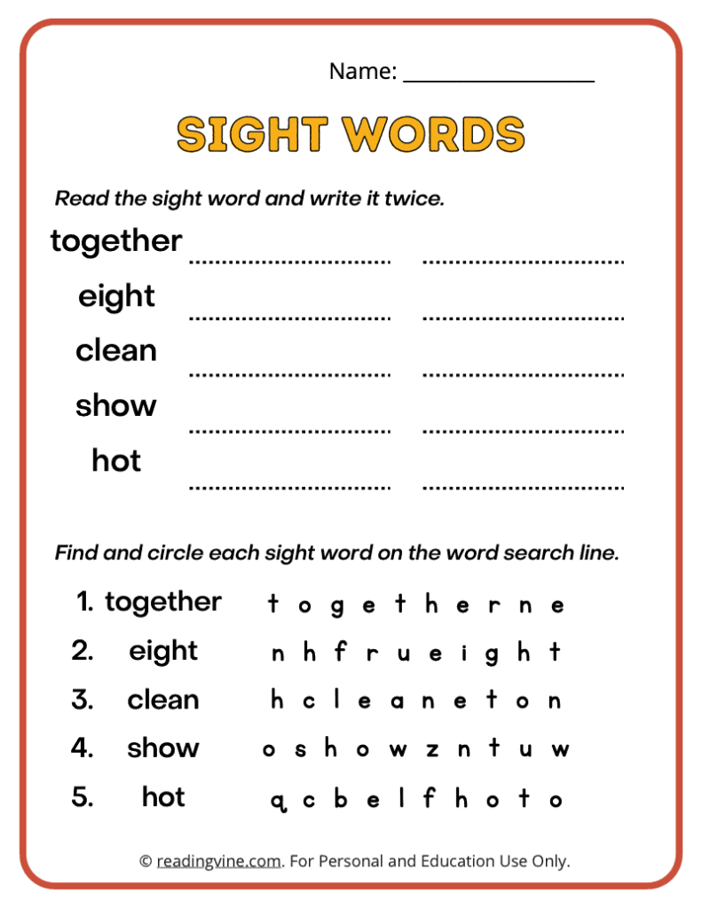 3rd Grade Write and Find Sight Words 4
