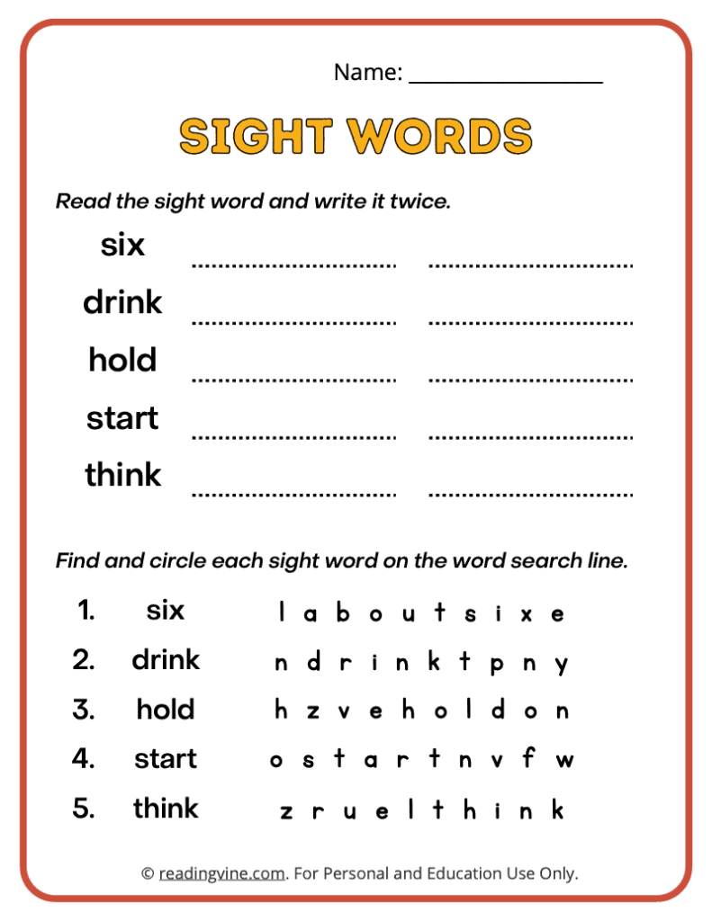 3rd Grade Write and Find Sight Words 5
