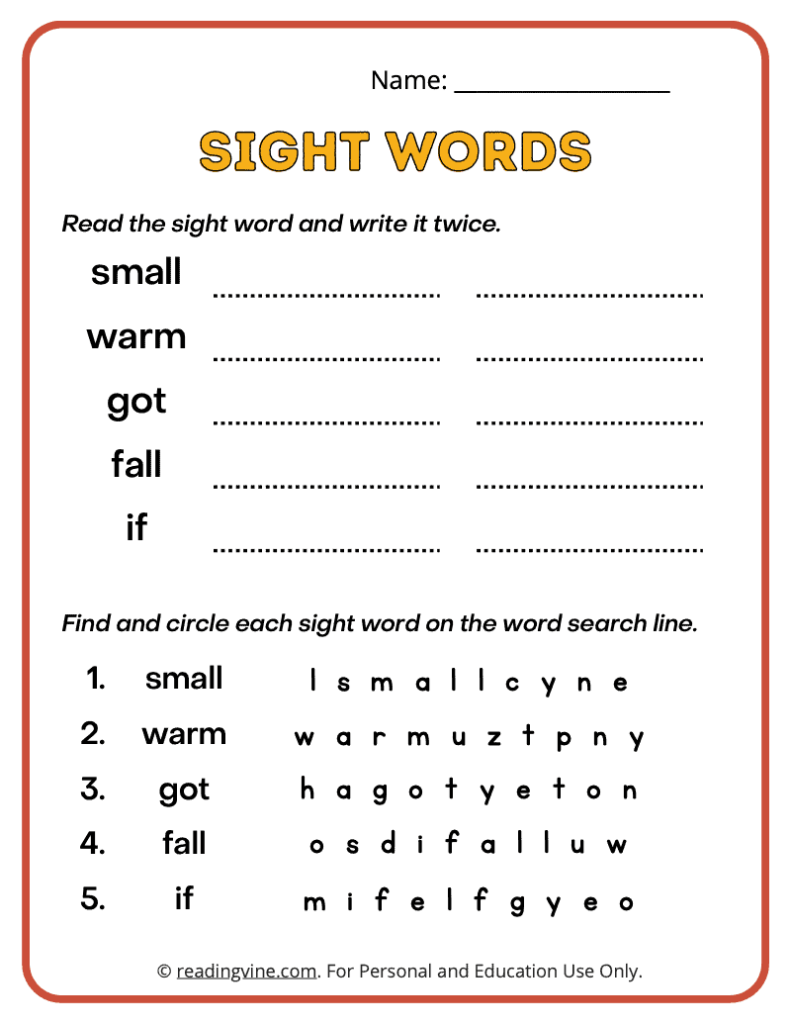 3rd Grade Write and Find Sight Words 6