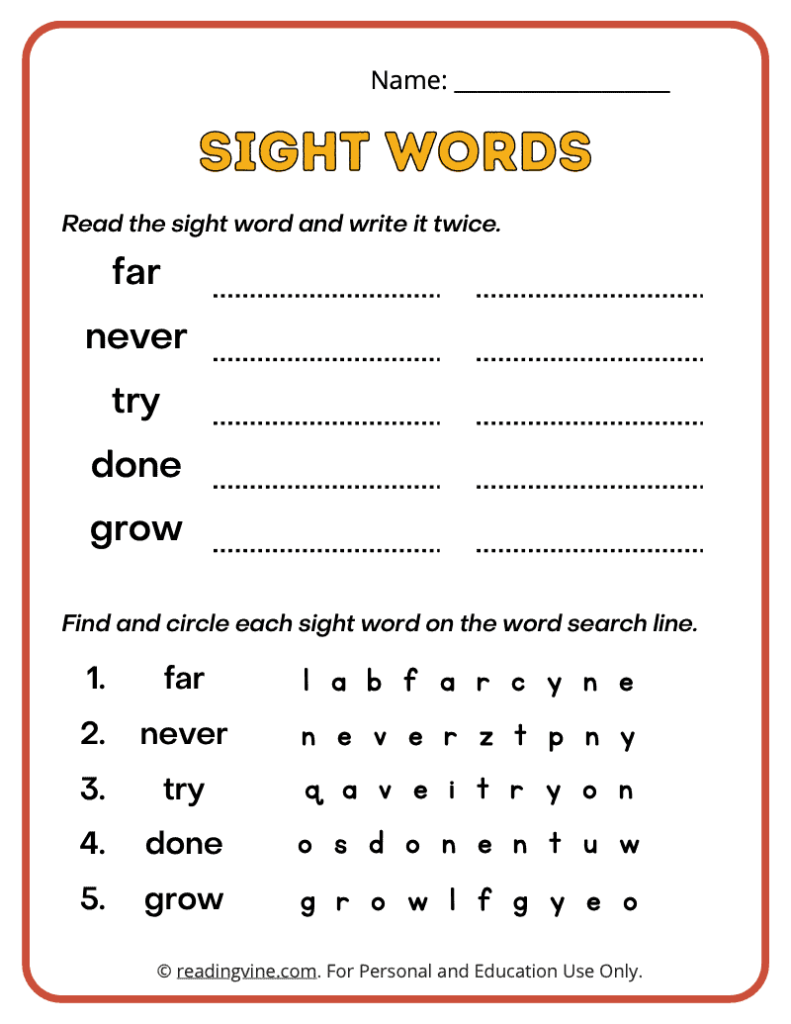 3rd Grade Write and Find Sight Words 7