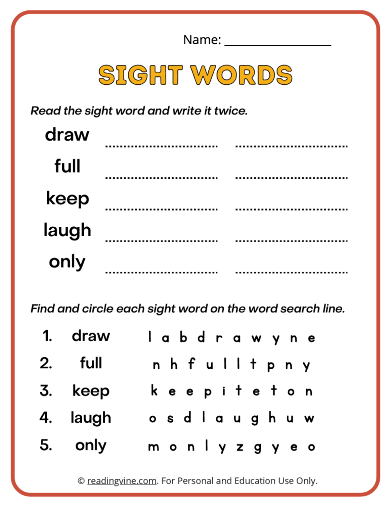 3rd Grade Write and Find Sight Words 8