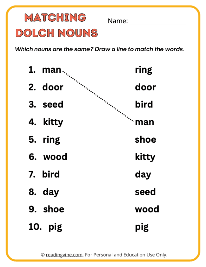 Dolch-Nouns-Matching-Sight-Words 5