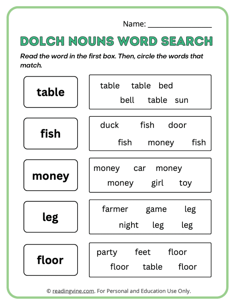 Dolch-Nouns-Word-Search-Sight-Words 17