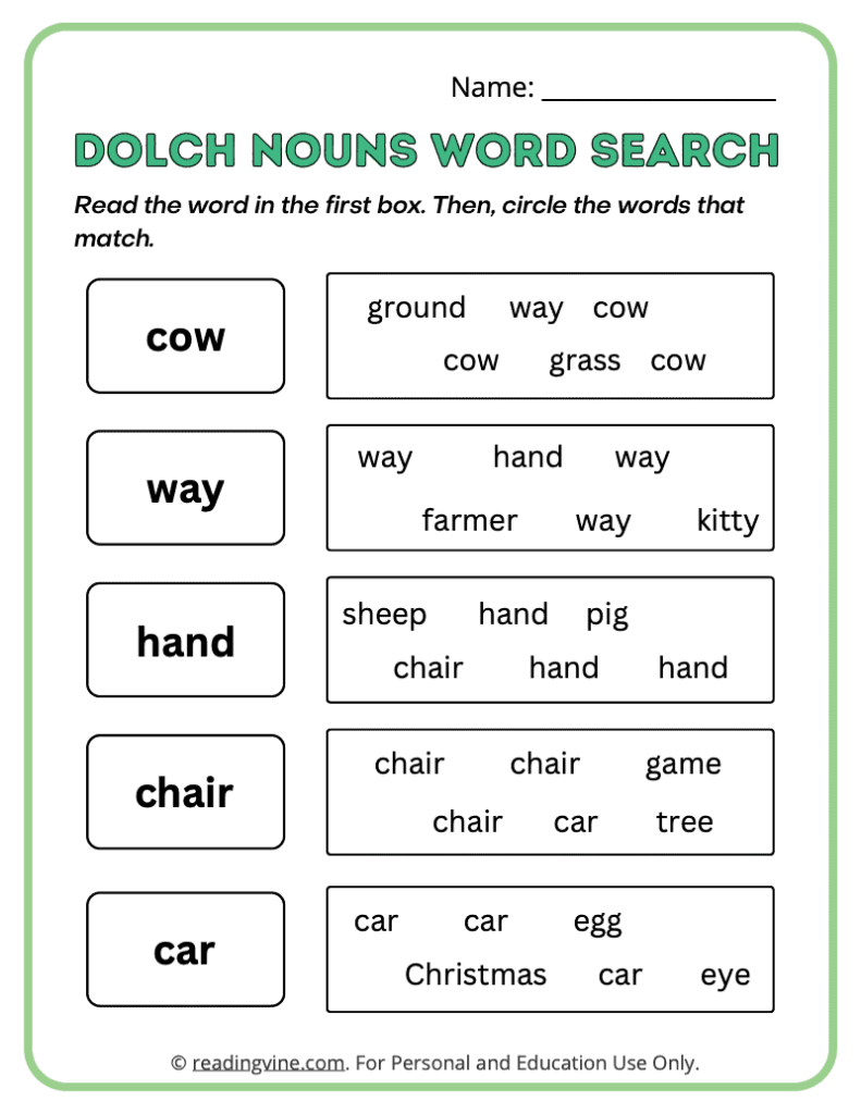 Dolch-Nouns-Word-Search-Sight-Words 19