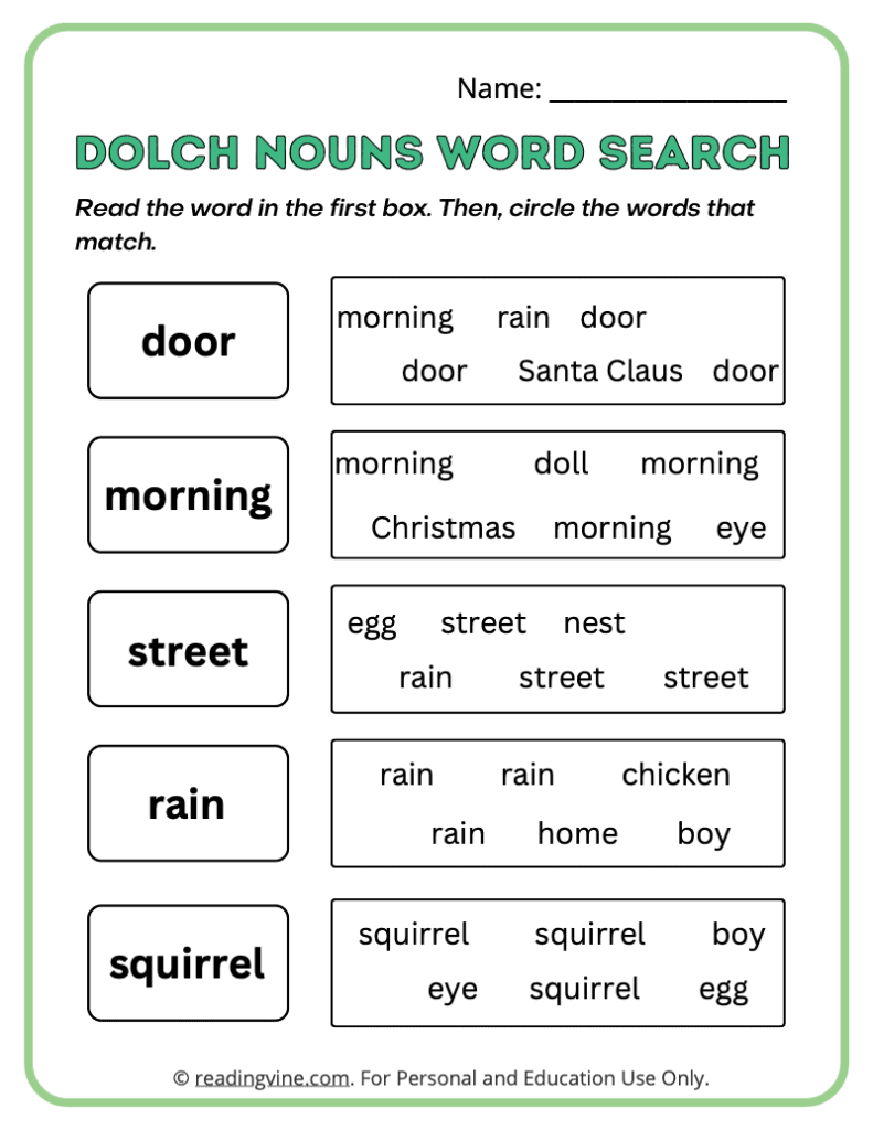 Dolch-Nouns-Word-Search-Sight-Words 5