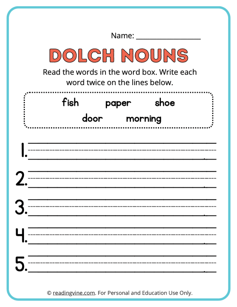 Dolch-Nouns-Write-Words-Worksheet 11