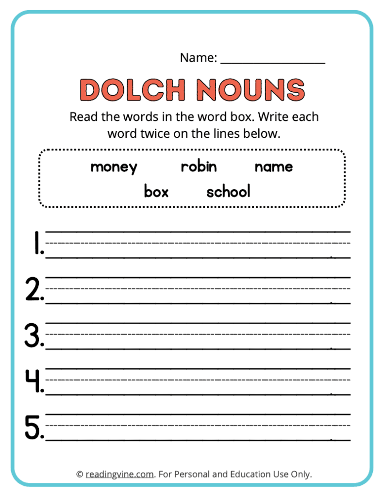 Dolch-Nouns-Write-Words-Worksheet 12