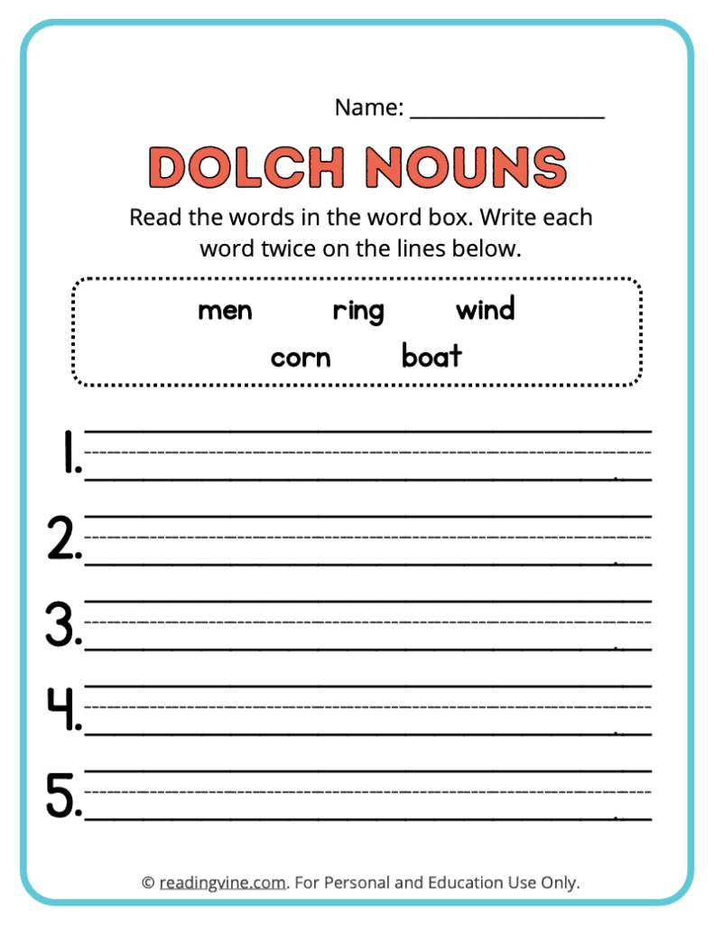 Dolch-Nouns-Write-Words-Worksheet 13