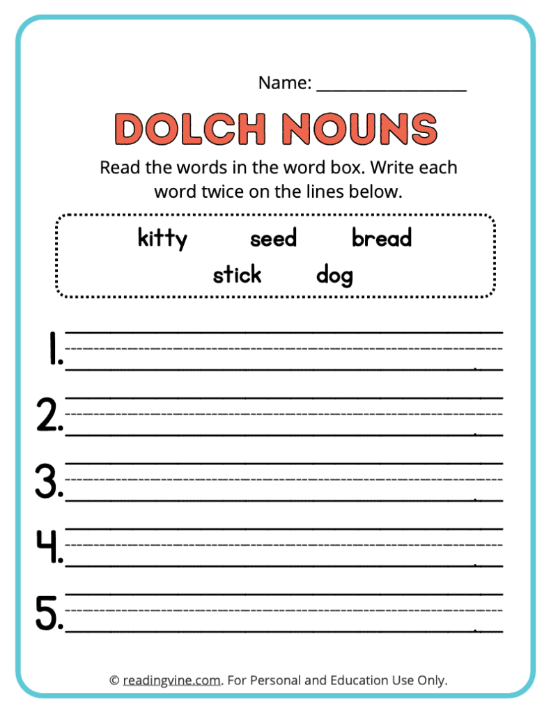 Dolch-Nouns-Write-Words-Worksheet 14