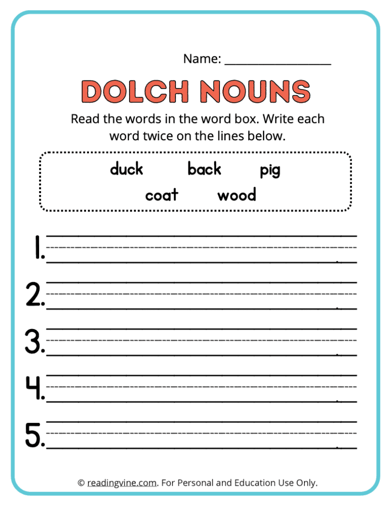 Dolch-Nouns-Write-Words-Worksheet 15