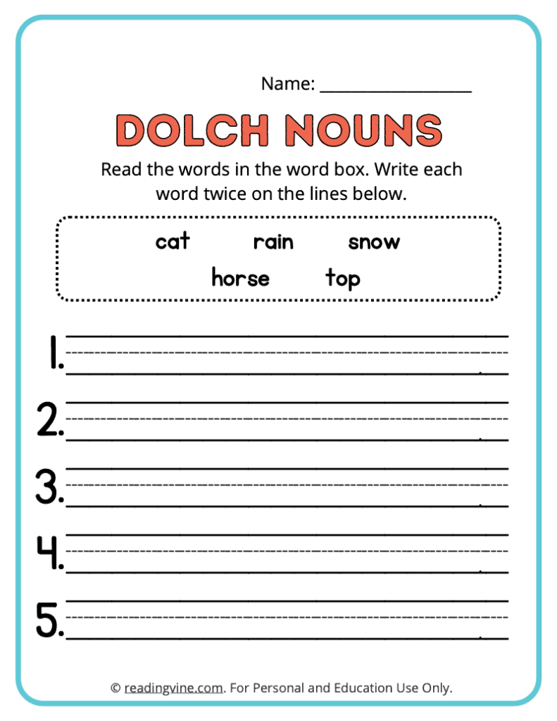 Dolch-Nouns-Write-Words-Worksheet 17