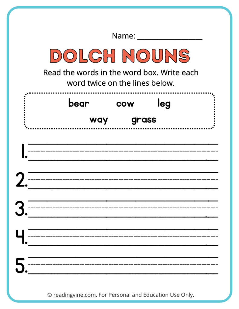 Dolch-Nouns-Write-Words-Worksheet 18