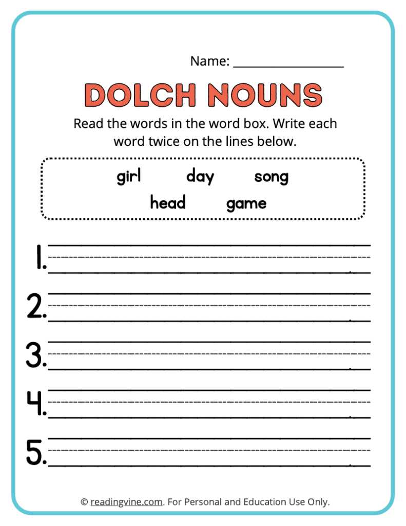 Dolch-Nouns-Write-Words-Worksheet 19