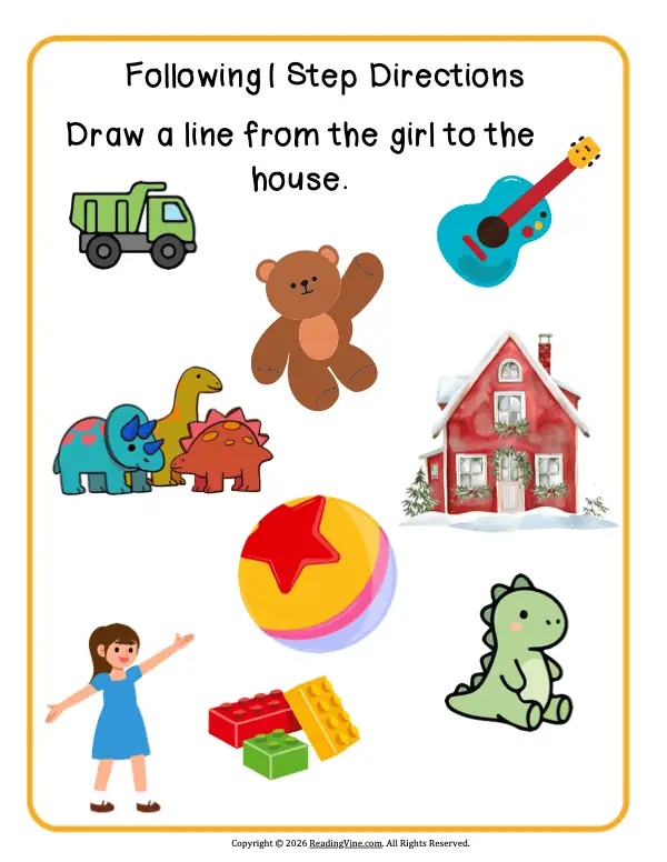 1 step directions – Draw a Line From The Girl to The House