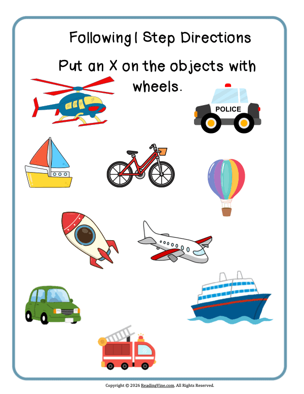 1 step directions – X the Items With Wheels