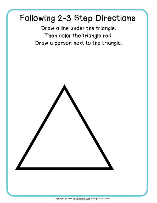 2-3 step directions – Draw a line, Color and Draw a Person