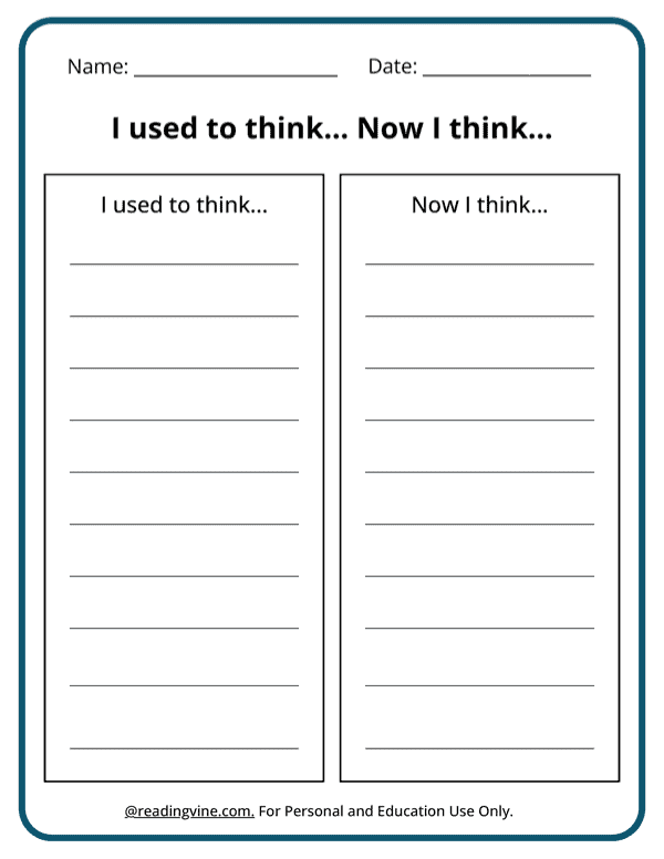 I Used To Think Exit Ticket