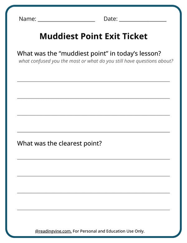 Muddiest Point Exit Ticket