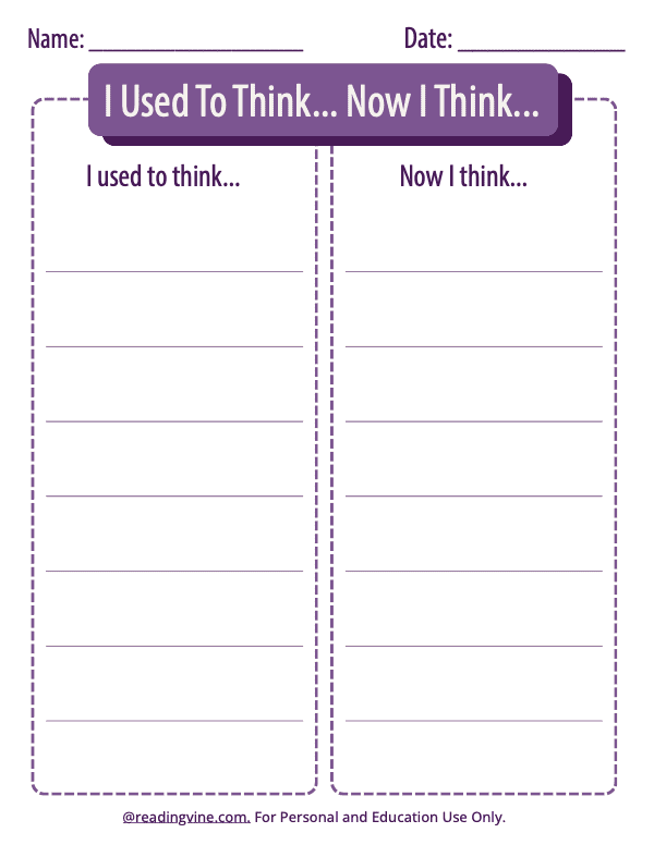 I Used To Think Exit Ticket (Purple Theme)