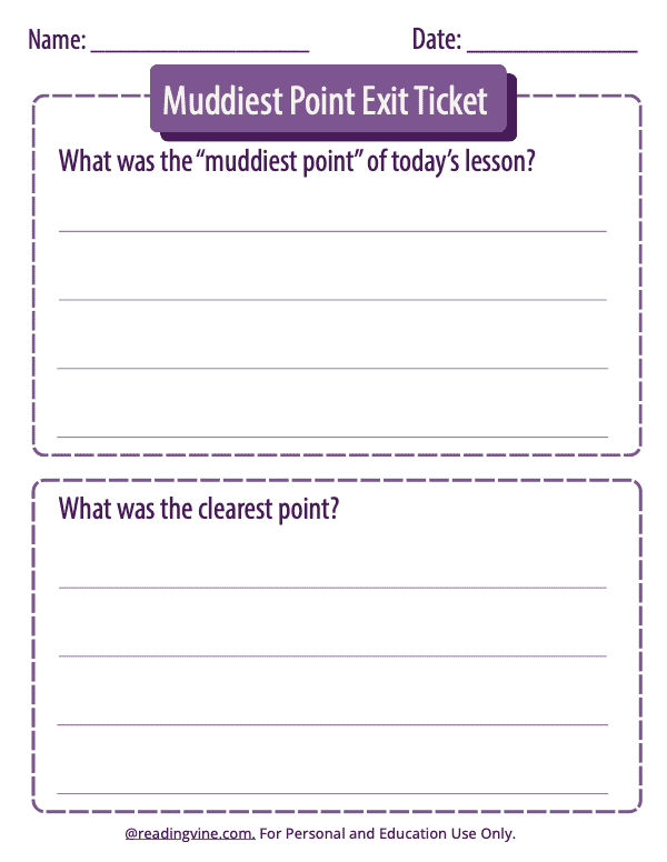 Muddiest Point Exit Ticket (Purple Theme)