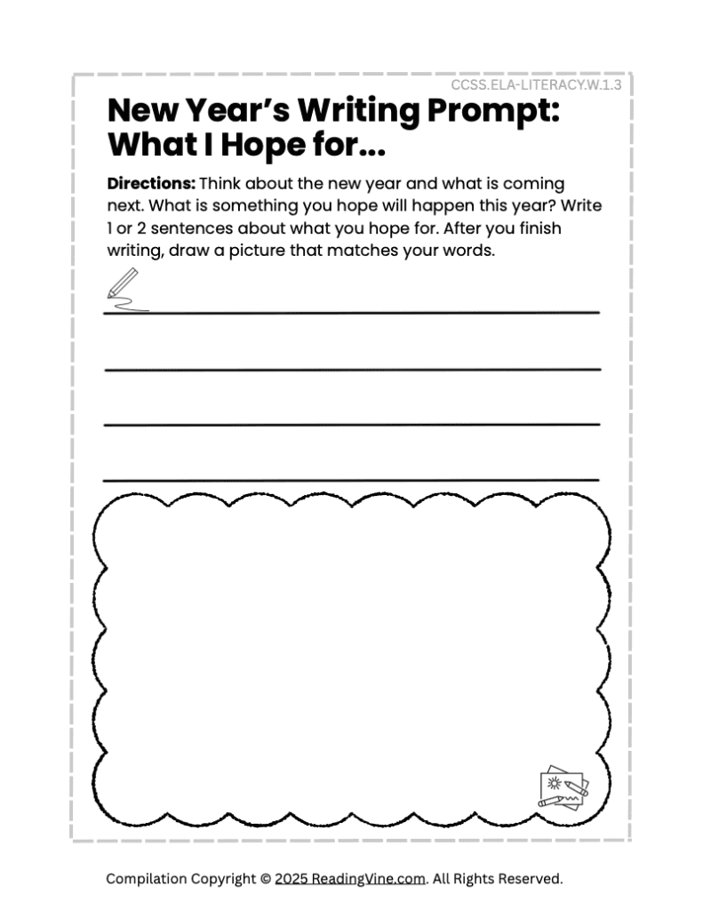 New Year – What I Hope For Writing Activity