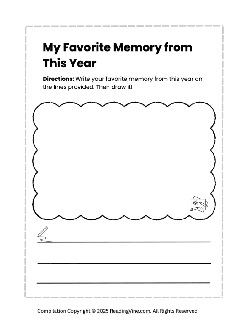 New Year’s Favorite Memory Writing Activity