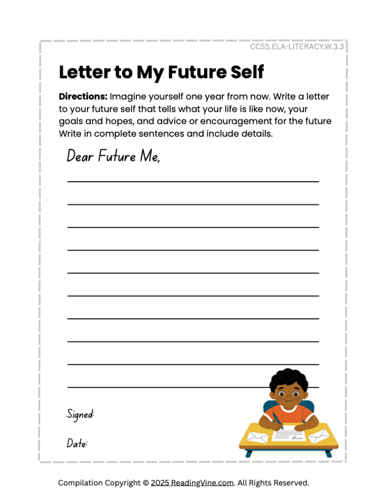 New Year’s – Letter to My Future Self Writing Activity