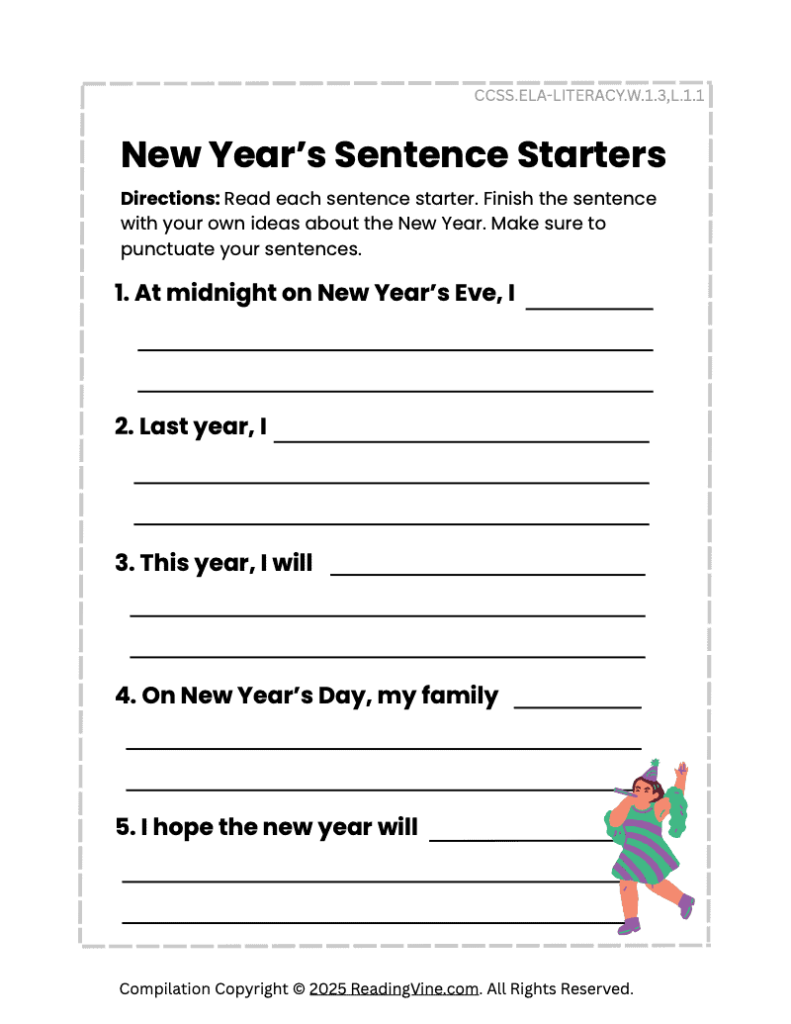 New Year’s Sentence Starters