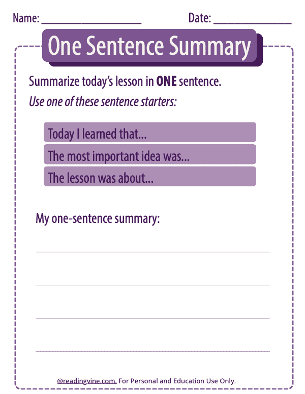 One Sentence Summary (Purple Theme)