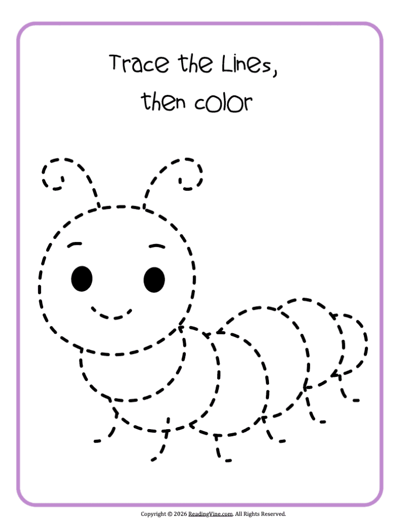 Trace and Color the Caterpillar