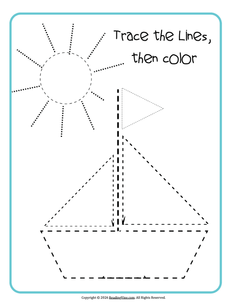 Trace the Sailboat Lines and Color