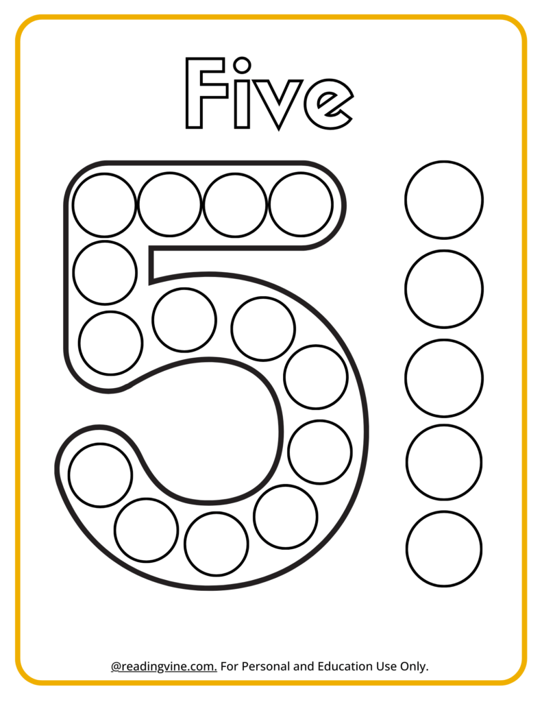 Number Five Dot Marker Activity