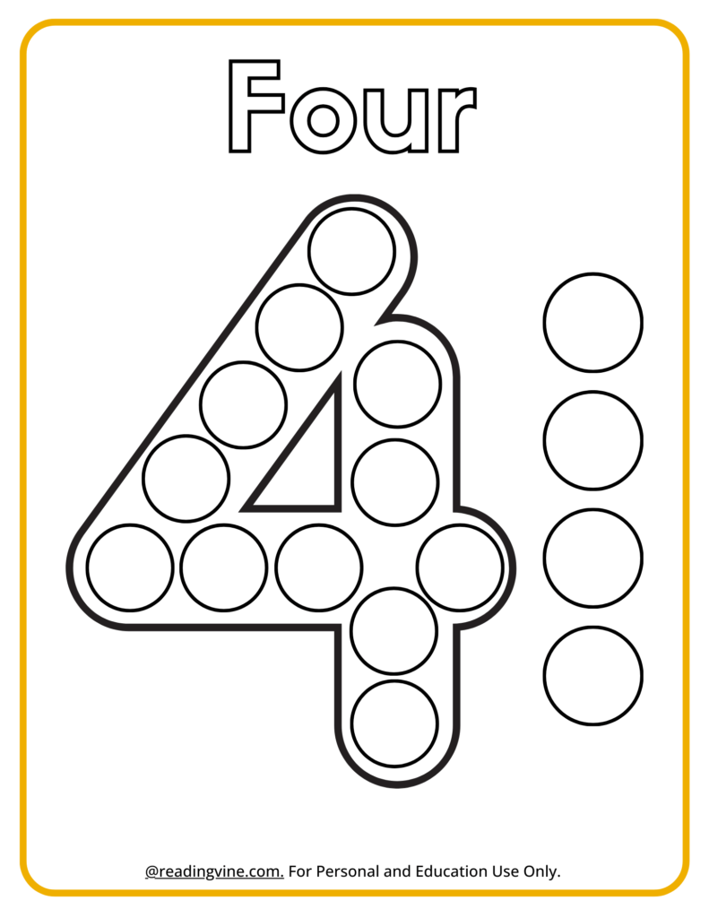 Number Four Dot Marker Activity