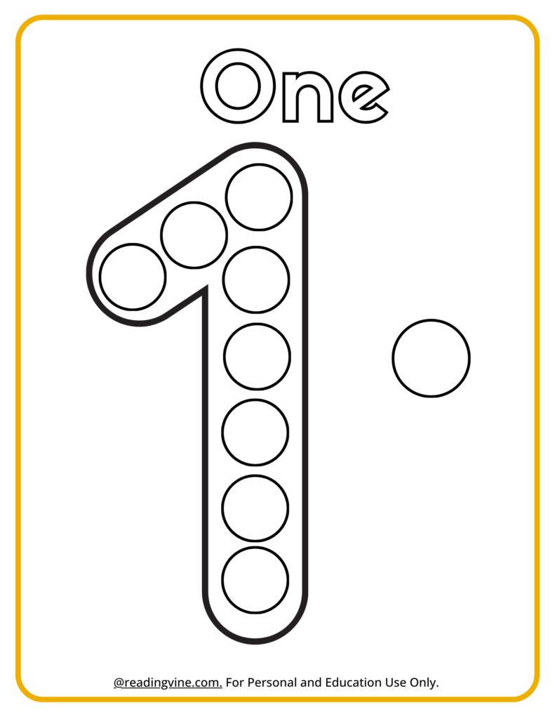 Number One Dot Marker Activity
